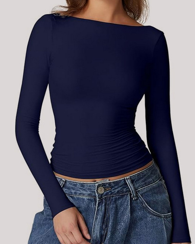 Long Sleeve Low Back Tops