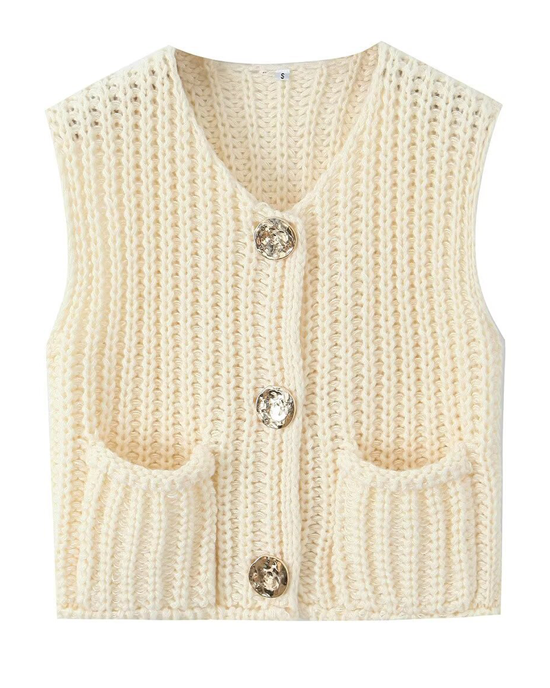 Cozy Up Knit Vest Apricot