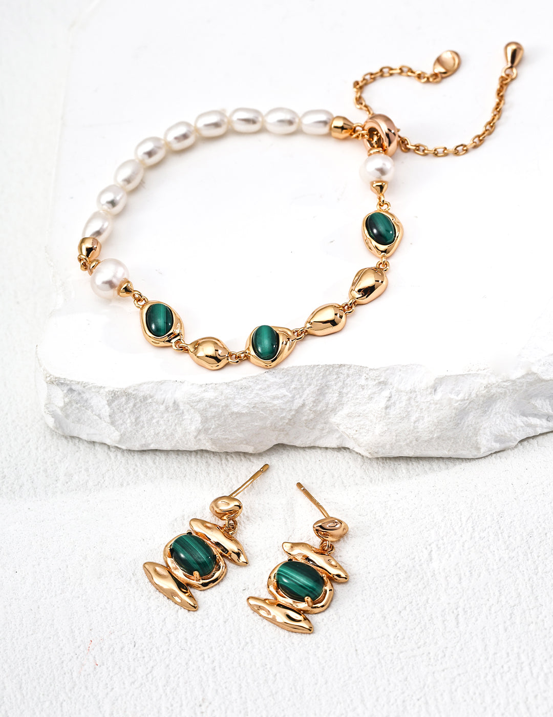 Vintage Natural Malachite Earrings