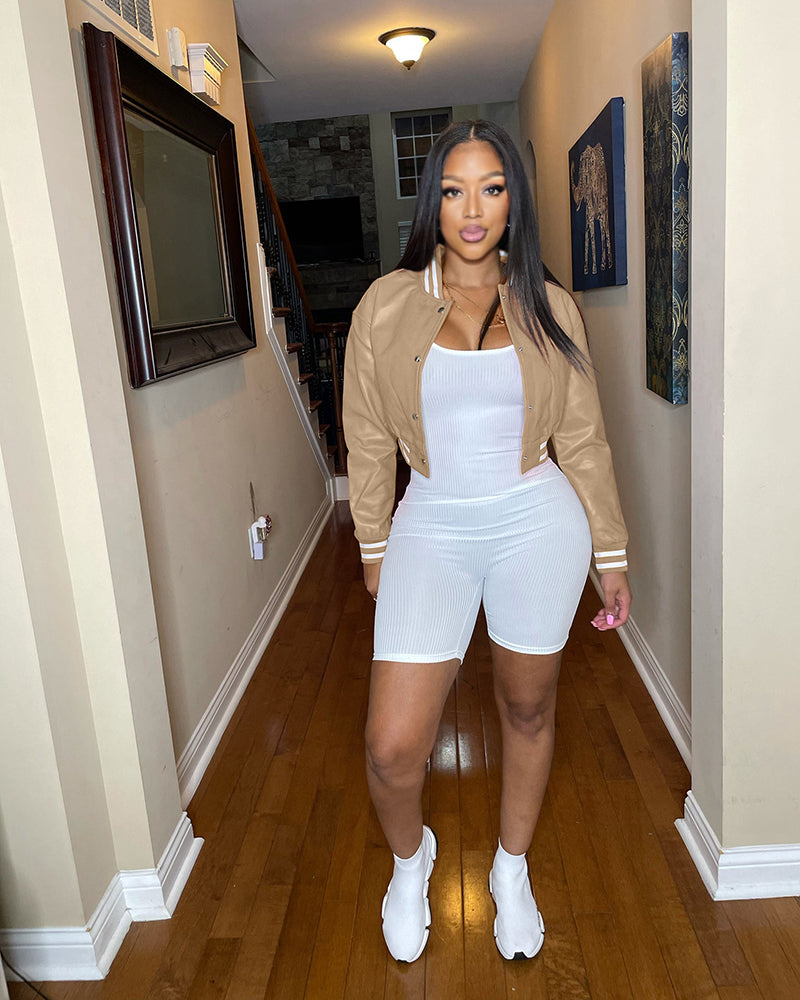 Varsity leather KHAKI