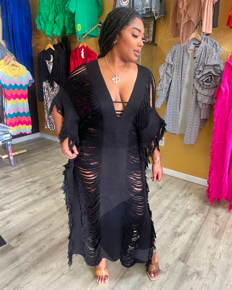 Something Fringy Dress Black