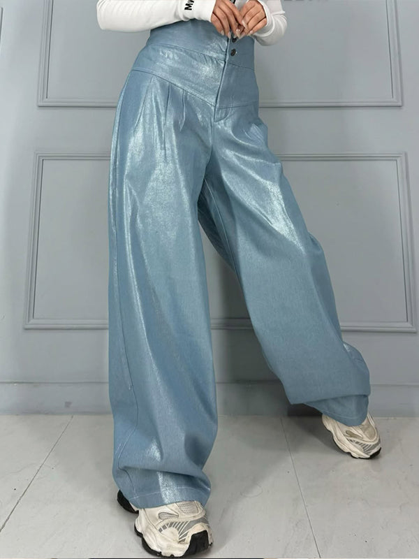 Pantalon large en similicuir