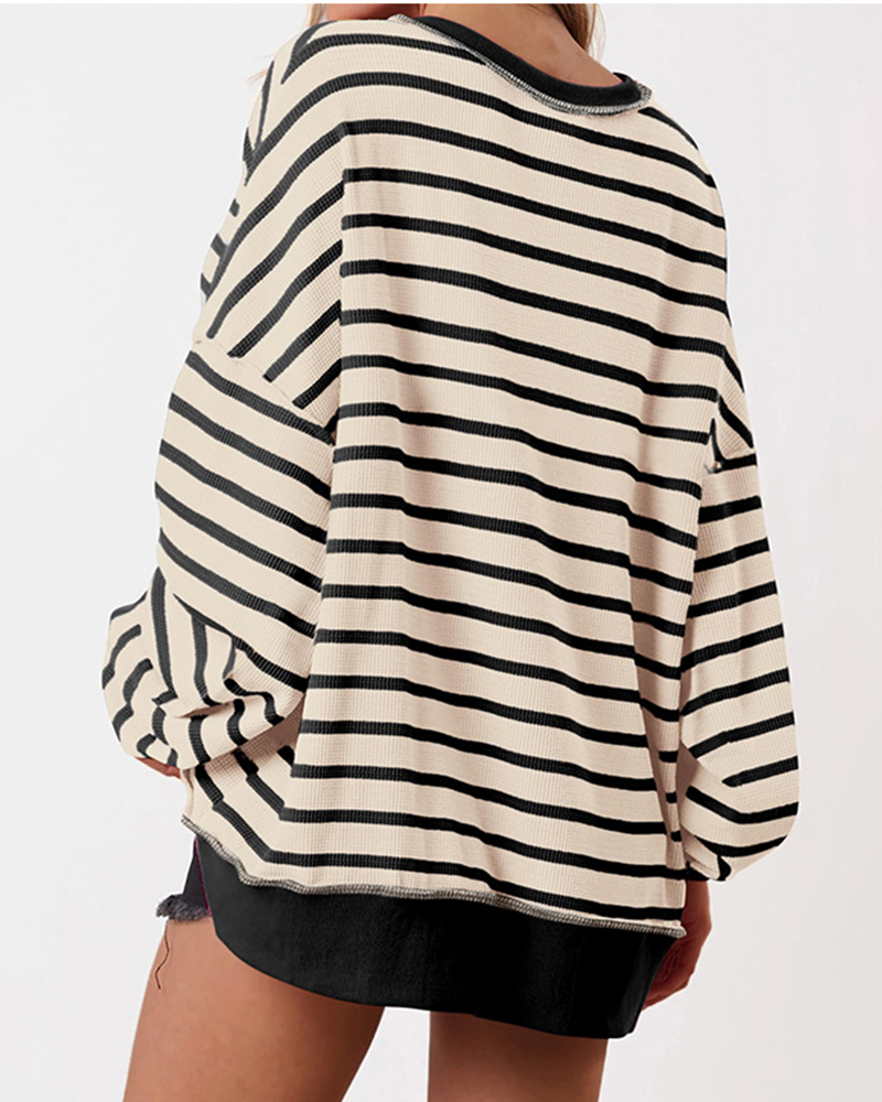Parisian Stripe V-Neck Pullover