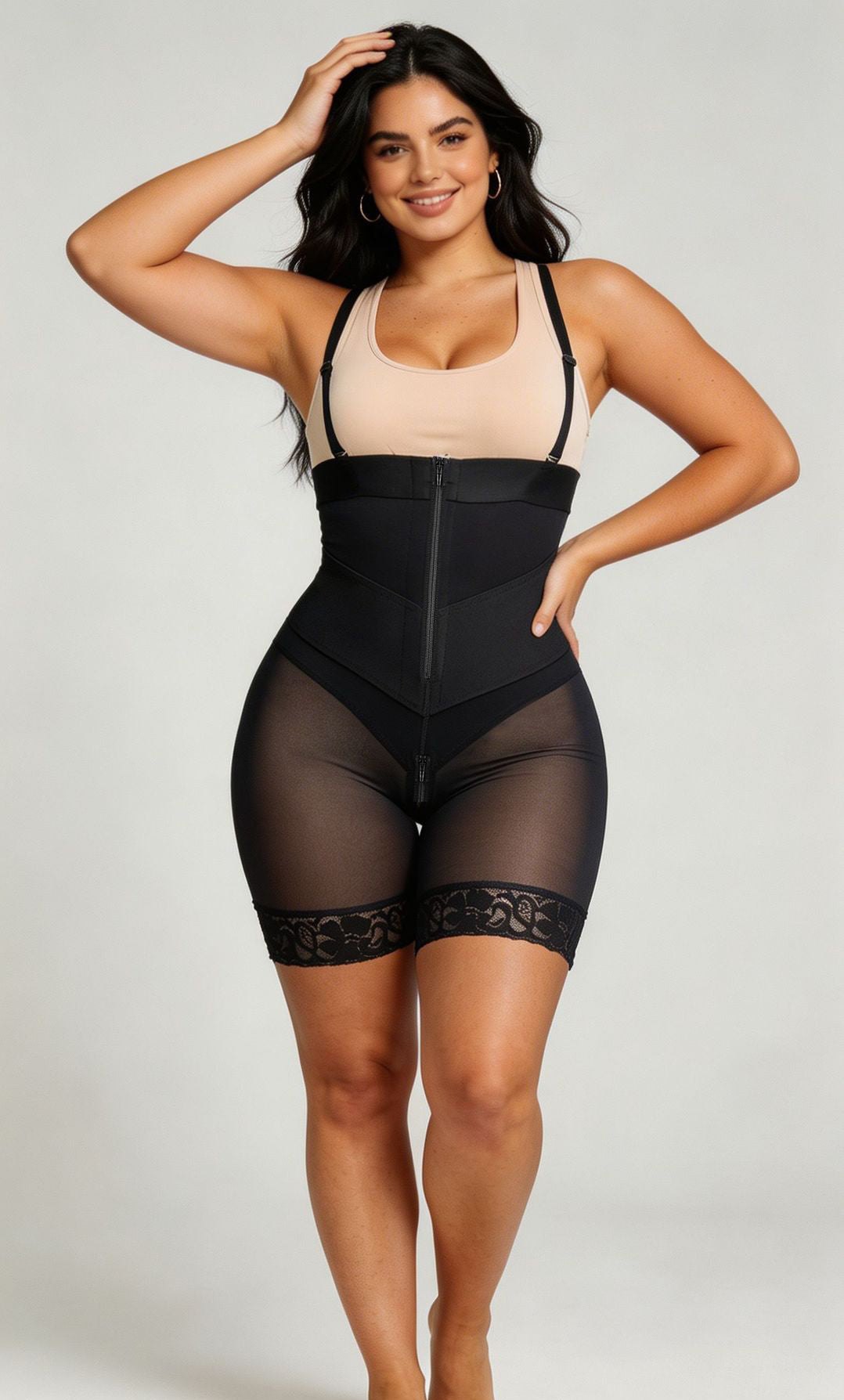 Diagonal Compression Waist Cincher Suspender Bodysuit for Body Shaping
