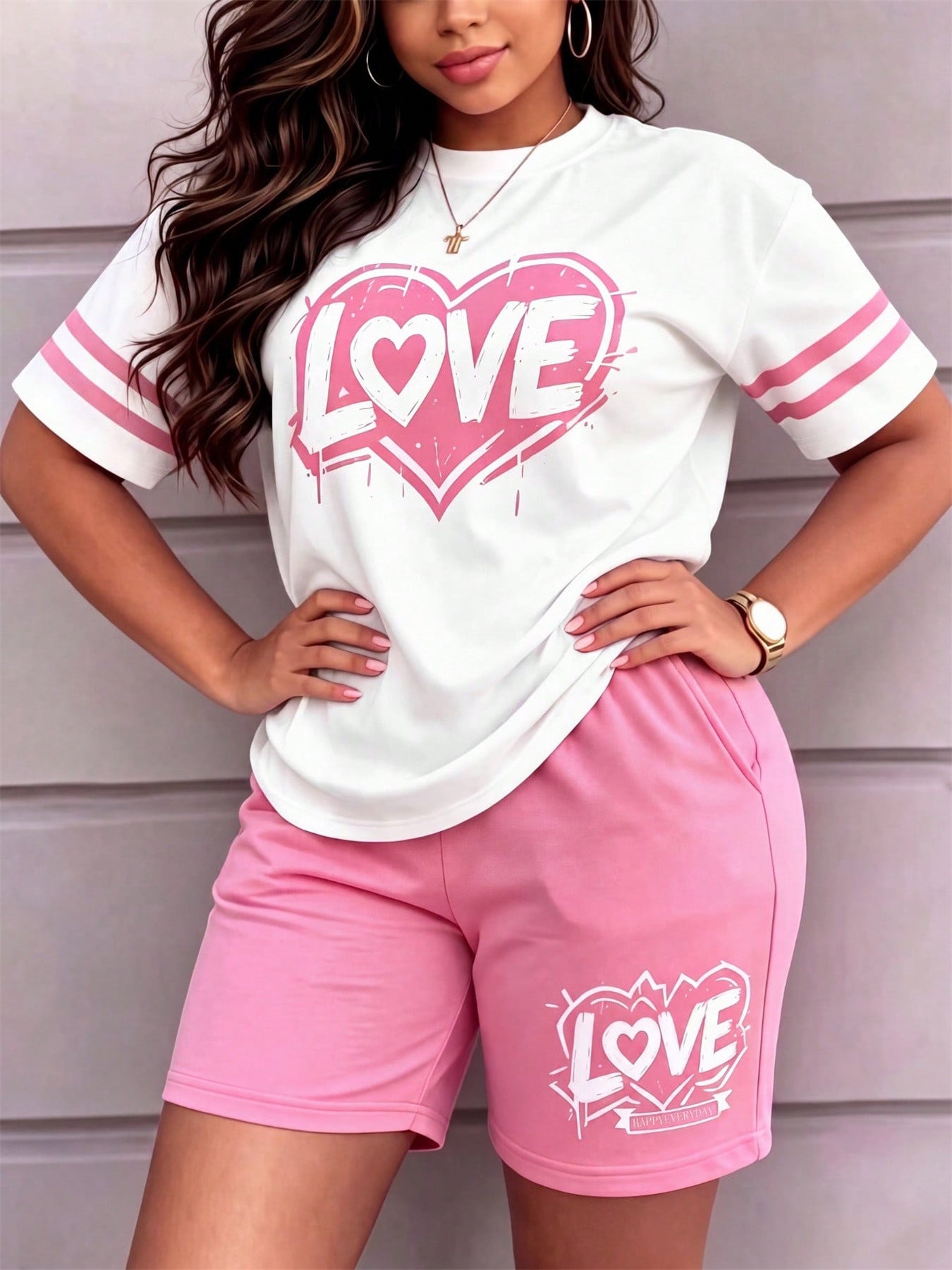 Short-Sleeve T-Shirt & Shorts Two-Piece Set for Spring/Summer Casual