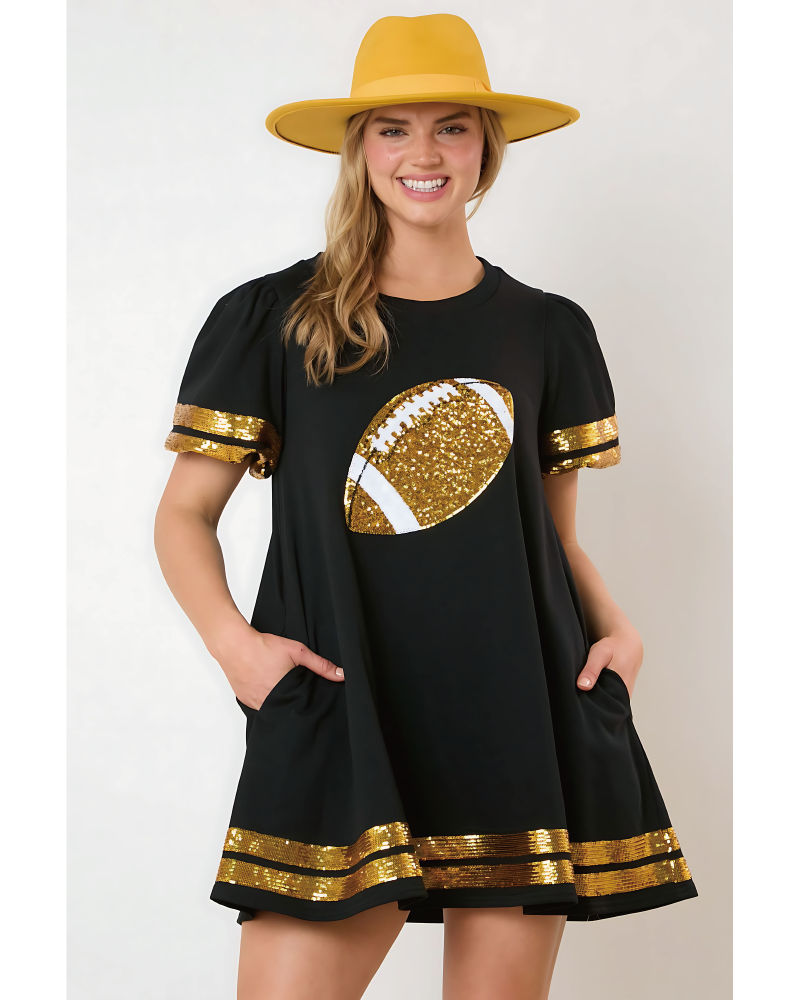 Game Day Sequin Tunic Dress Black