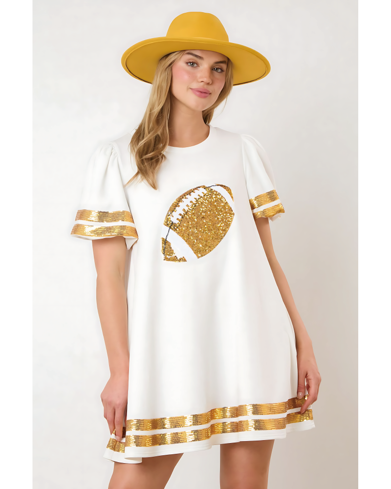 Game Day Sequin Tunic Dress White