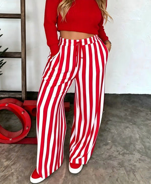 Color Block Stripe Printed Long Pants for Spring & Summer