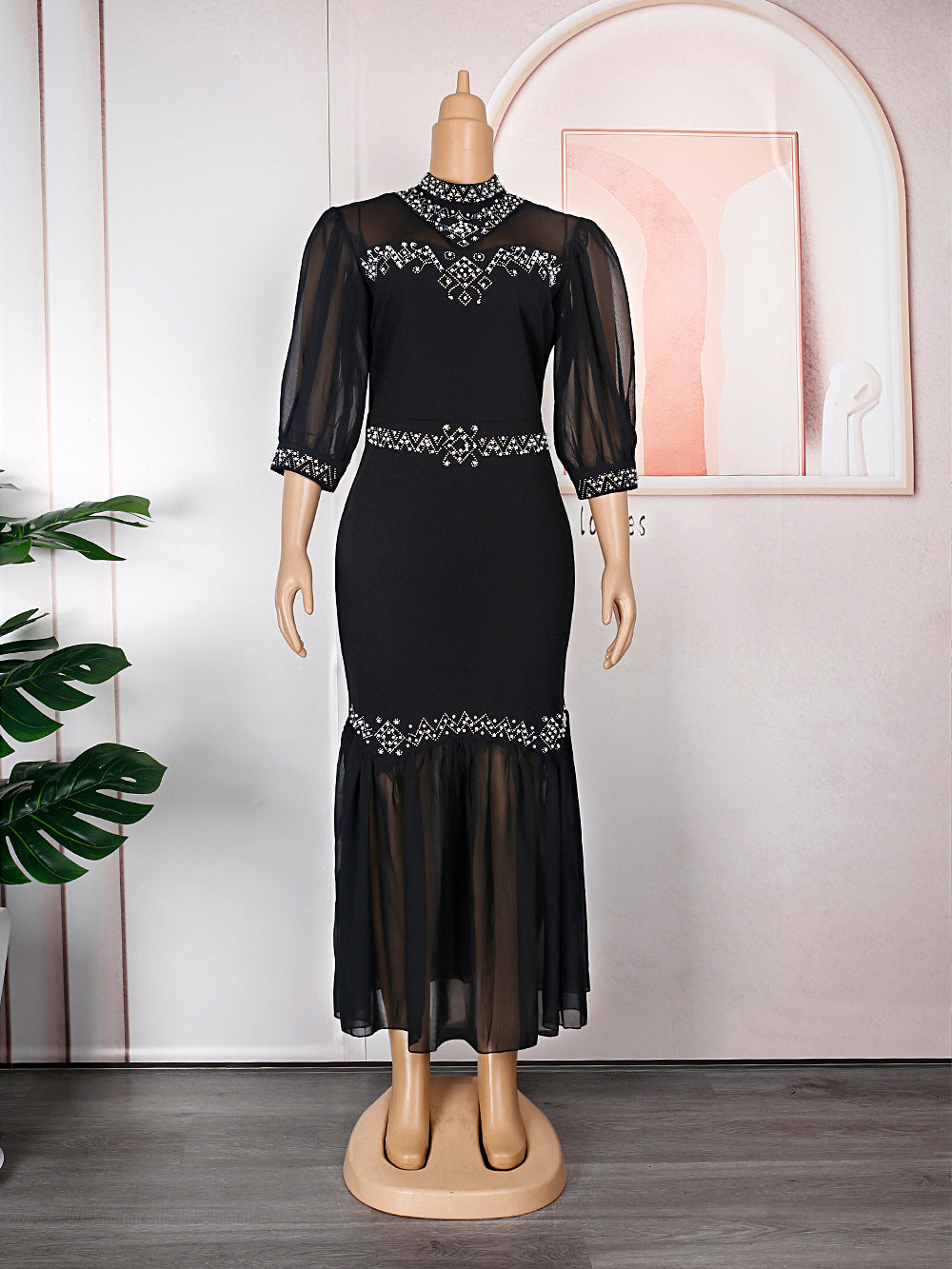 Plus Size Chiffon Patchwork African Maxi Dress for Spring & Summer Events