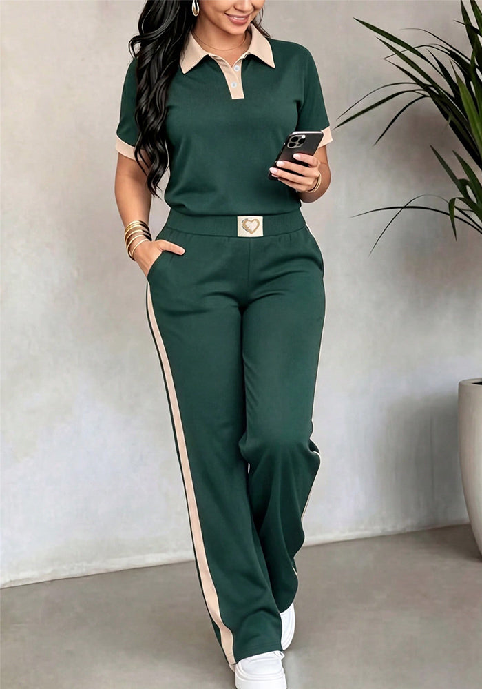Short-Sleeve Shirt & Pants Two-Piece Set for Spring/Summer Casual