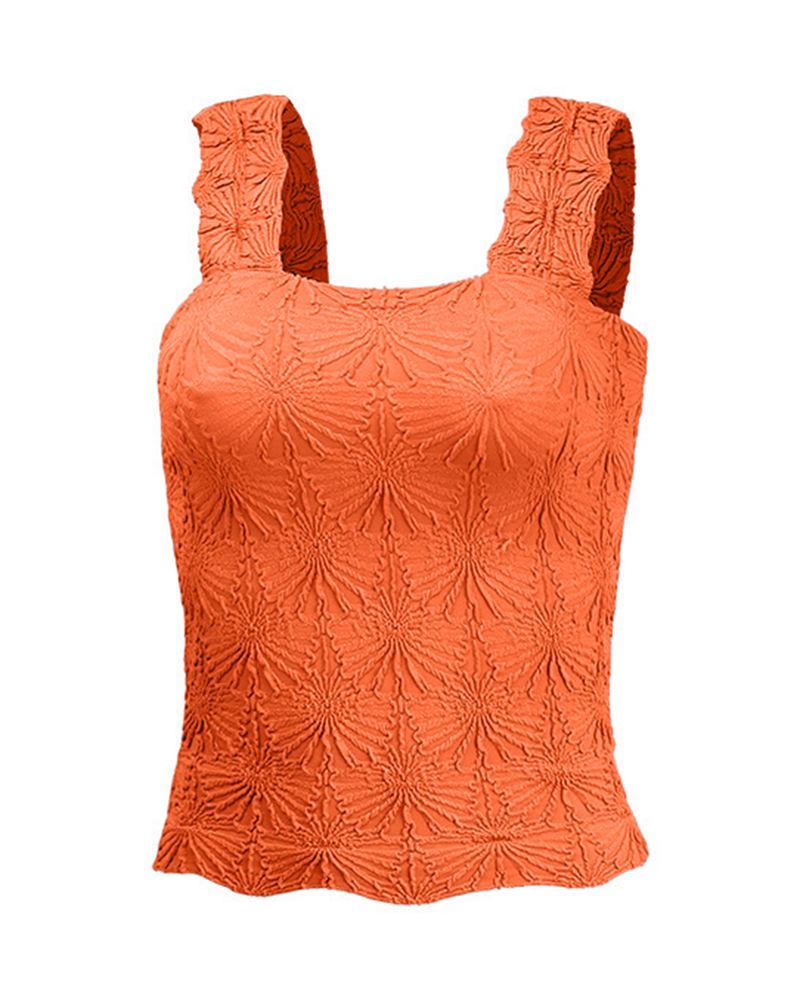Chic Jacquard Tank Top Orange