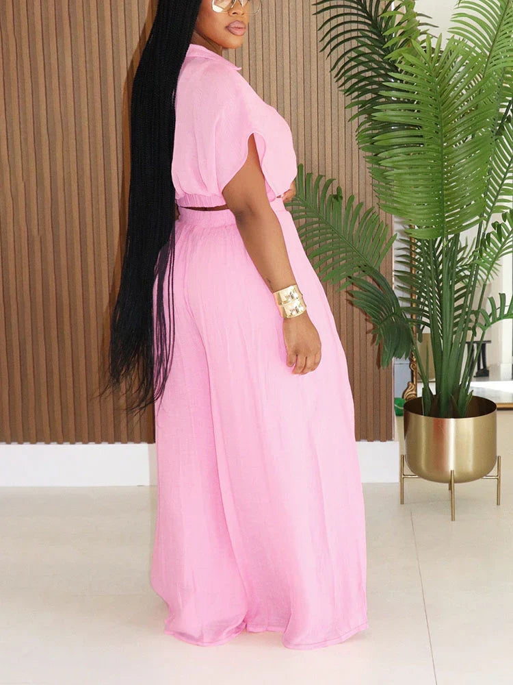 Breeze Cropped Top & Wide Pants Set
