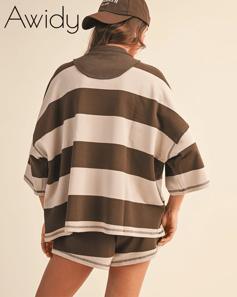 Chic Stripe Zip Lounge Set