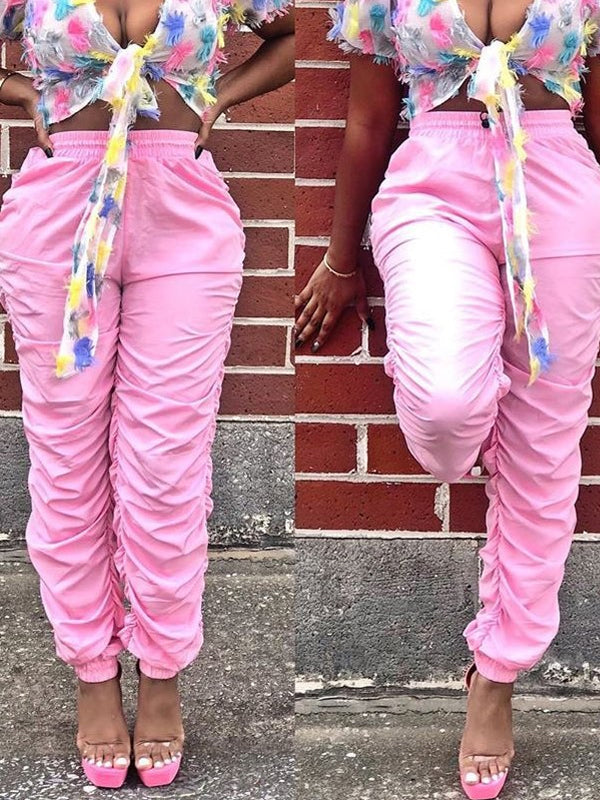 Einfarbige, gerüschte Hose – Ausverkauf