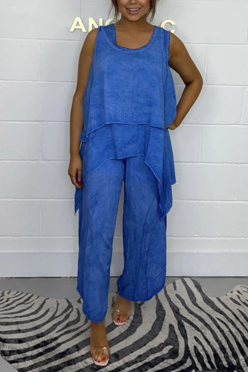 Solid Color Irregular Three piece Outfit
