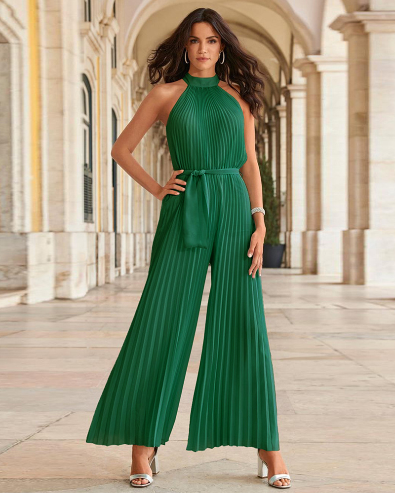 Cream Devonyal Pleated Jumpsuit GREEN
