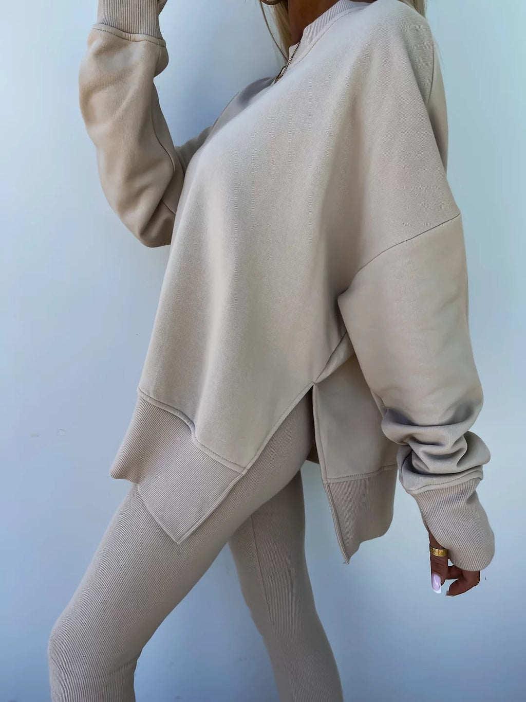 Casual Skinny Pants Loose Sweatshirt Set