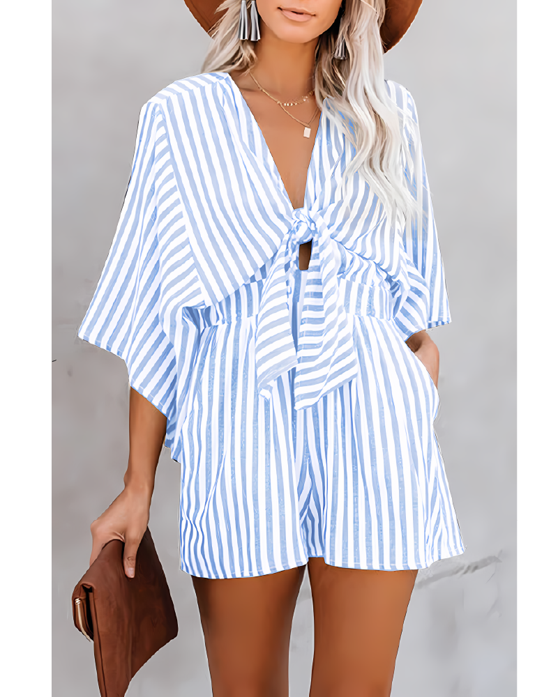 Boho High Waist Romper Blue