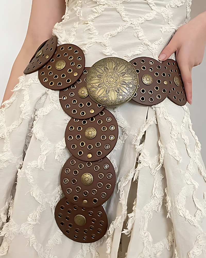 ONDIAN Women Vintage Leather Belts Brown