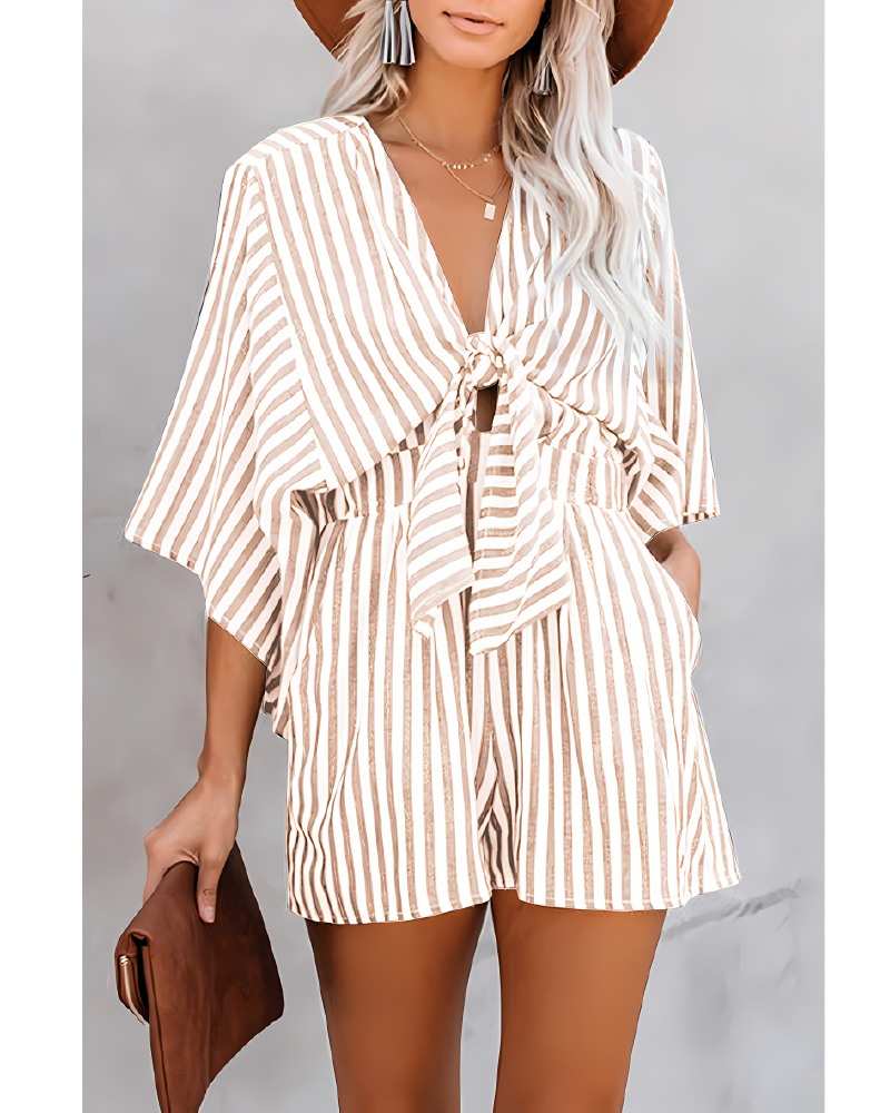 Boho High Waist Romper Khaki
