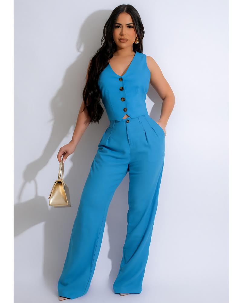 Very Indecisive Pant Set Light Blue