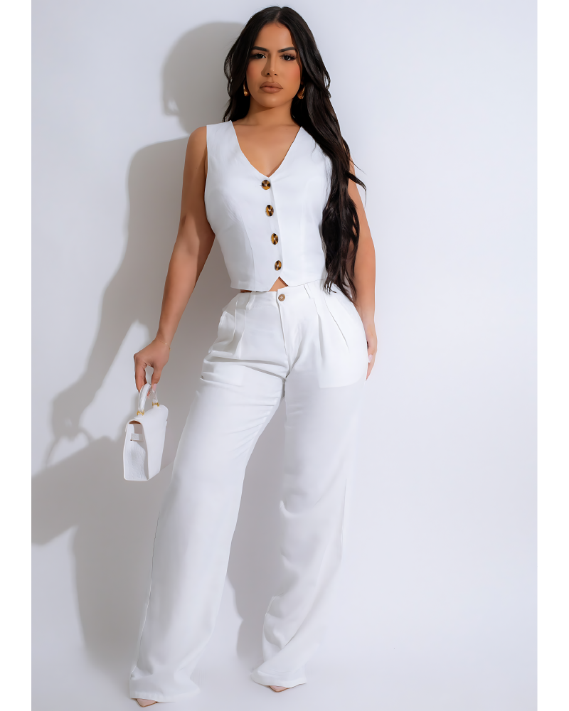 Very Indecisive Pant Set White