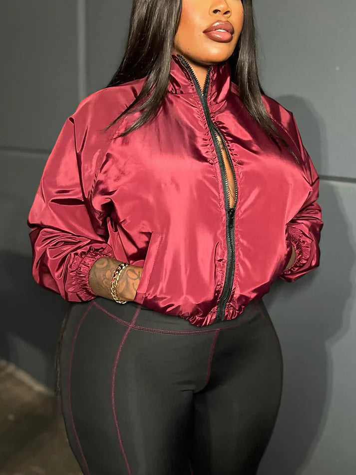 Contrast Windbreaker Jacket & Leggings Set