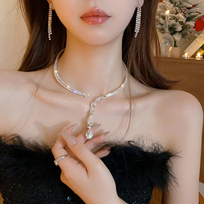 Zirconia Drop Choker Necklace