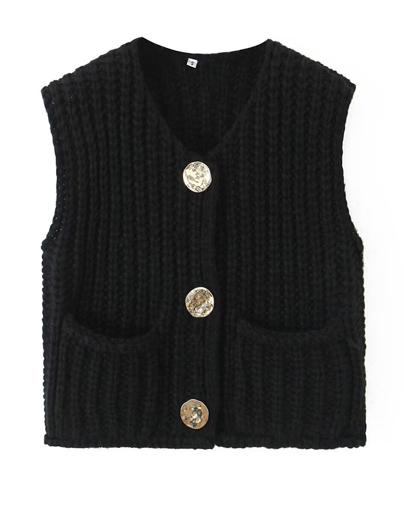 Cozy Up Knit Vest Black