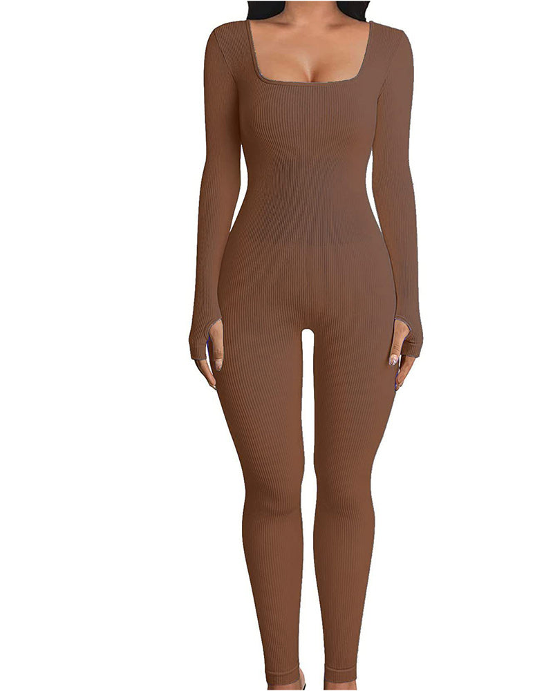Lela Babe Jumpsuit Long Sleeves Brown