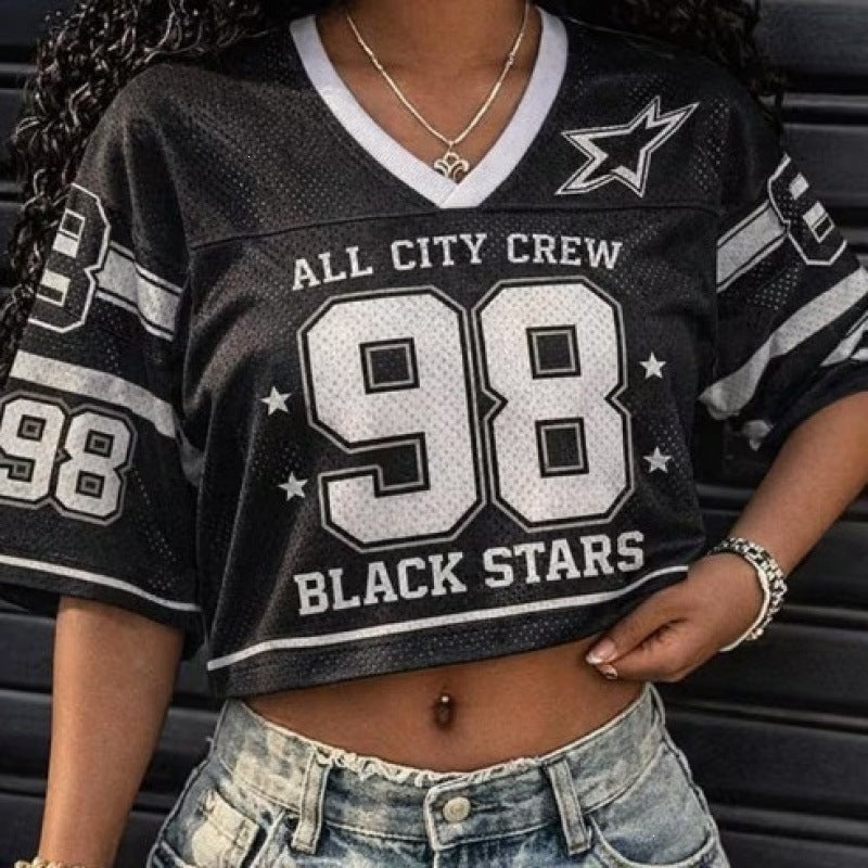 Printed Short Sleeve Cropped T-Shirt for Casual Streetwear