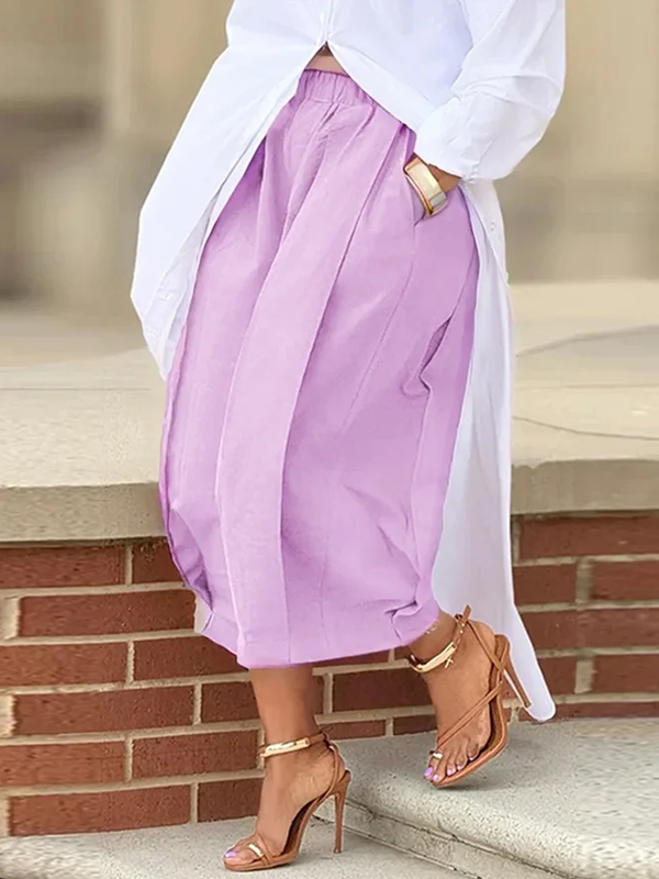 Einfarbige Caprihose mit weitem Bein