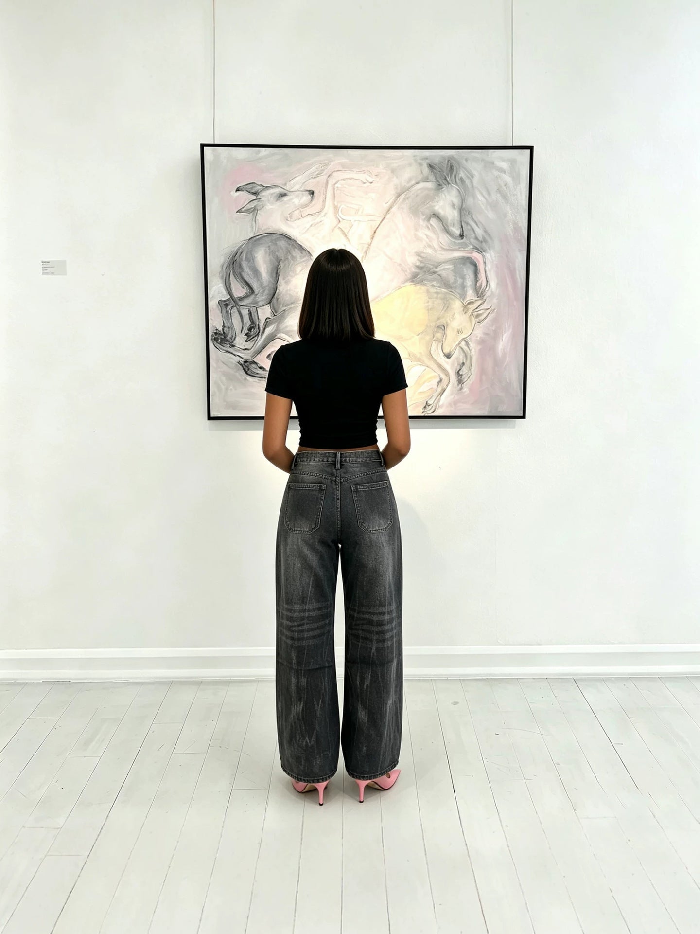 Washed Studded Loose-Fit Wide-Leg Denim Pants for Streetwear
