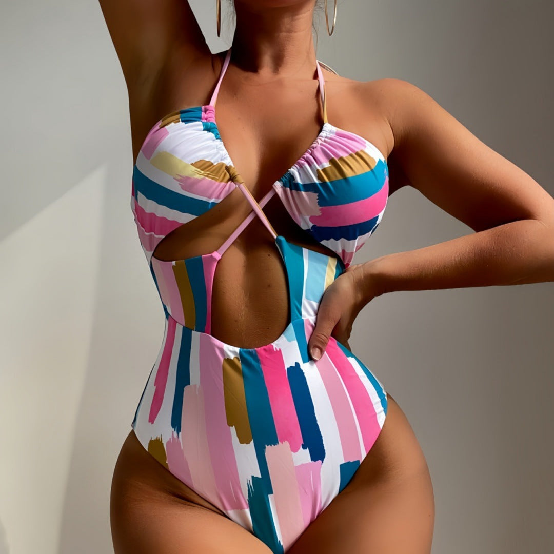 Printed One-Piece Swimsuit for Beachwear