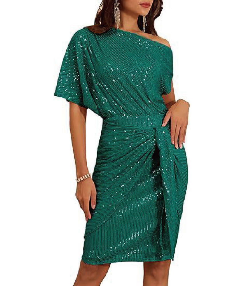 Trisna Sequins Midi Dress Green