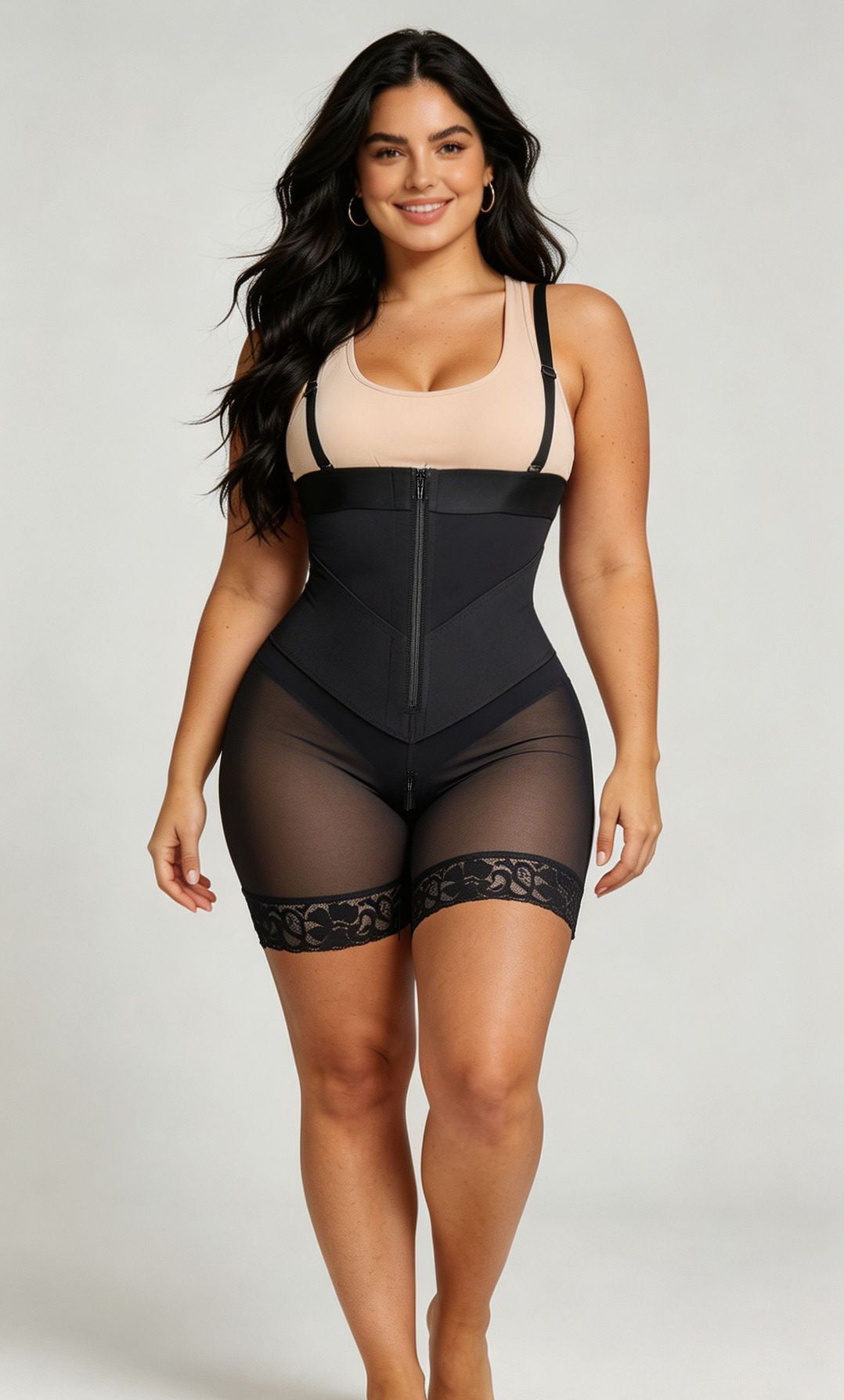 Diagonal Compression Waist Cincher Suspender Bodysuit for Body Shaping