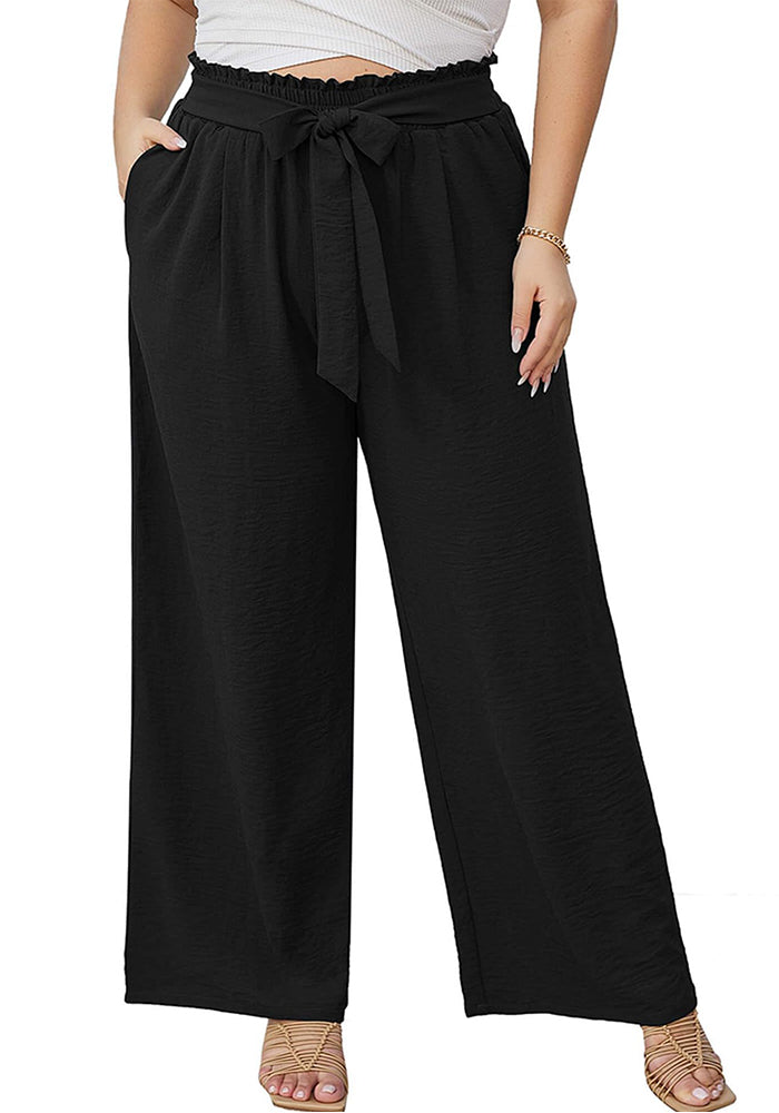 Plus Size Tie-Waist Wide-Leg Pants for Casual Wear