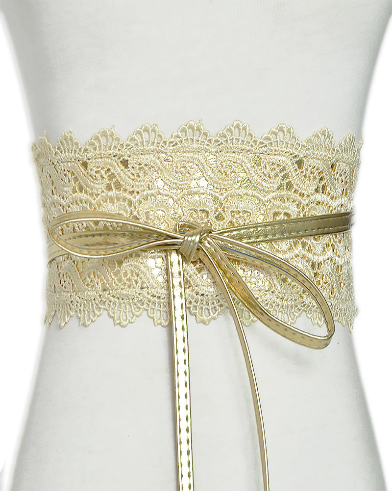Lace trimmed wide waistband Onesize Golden