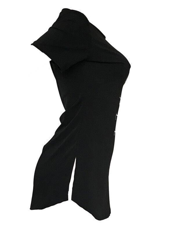 T-shirt à slogan fendu sur le côté