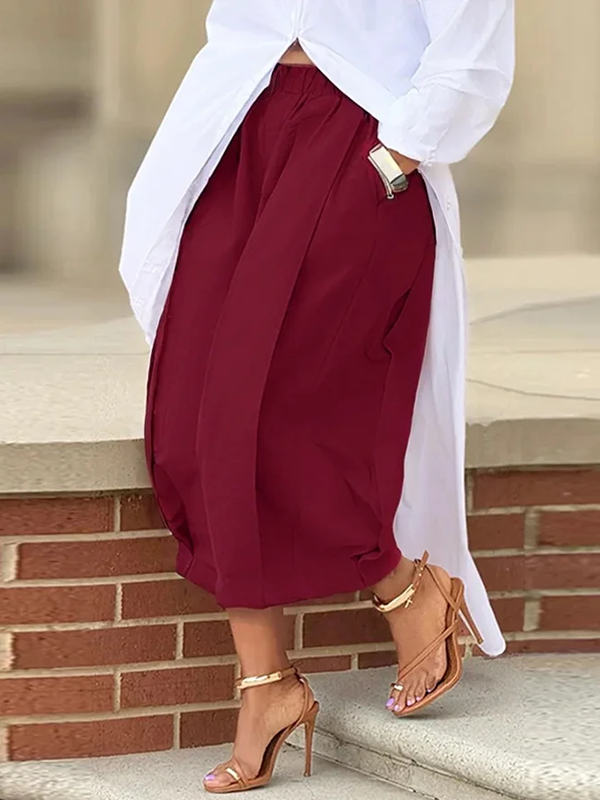 Einfarbige Caprihose mit weitem Bein