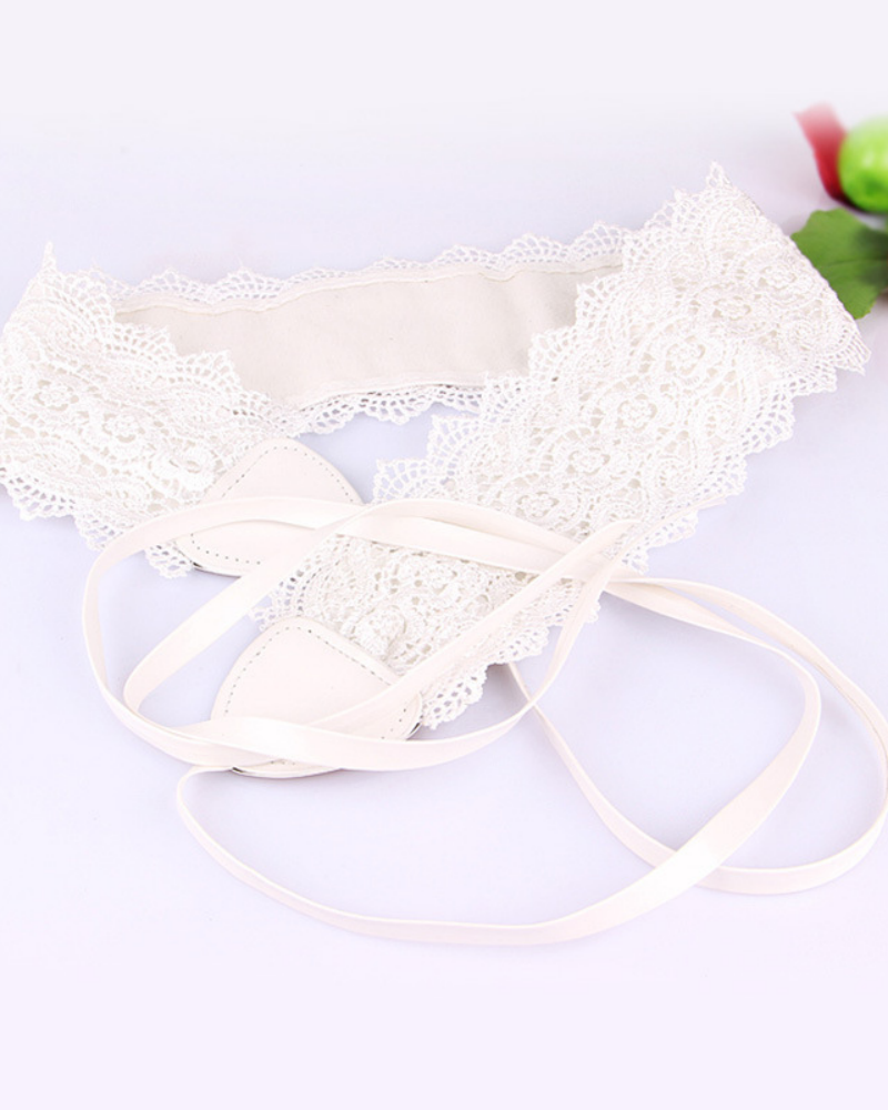 Lace trimmed wide waistband Onesize White