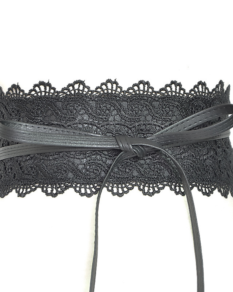 Lace trimmed wide waistband Onesize Black