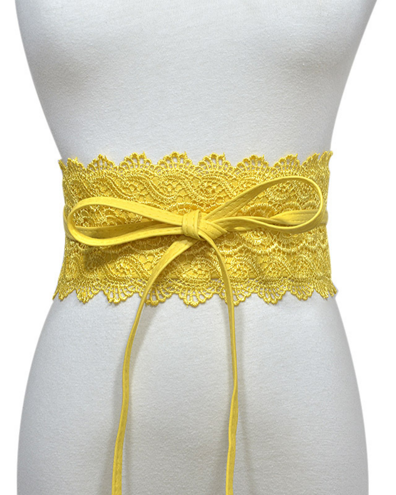Lace trimmed wide waistband Onesize Yellow
