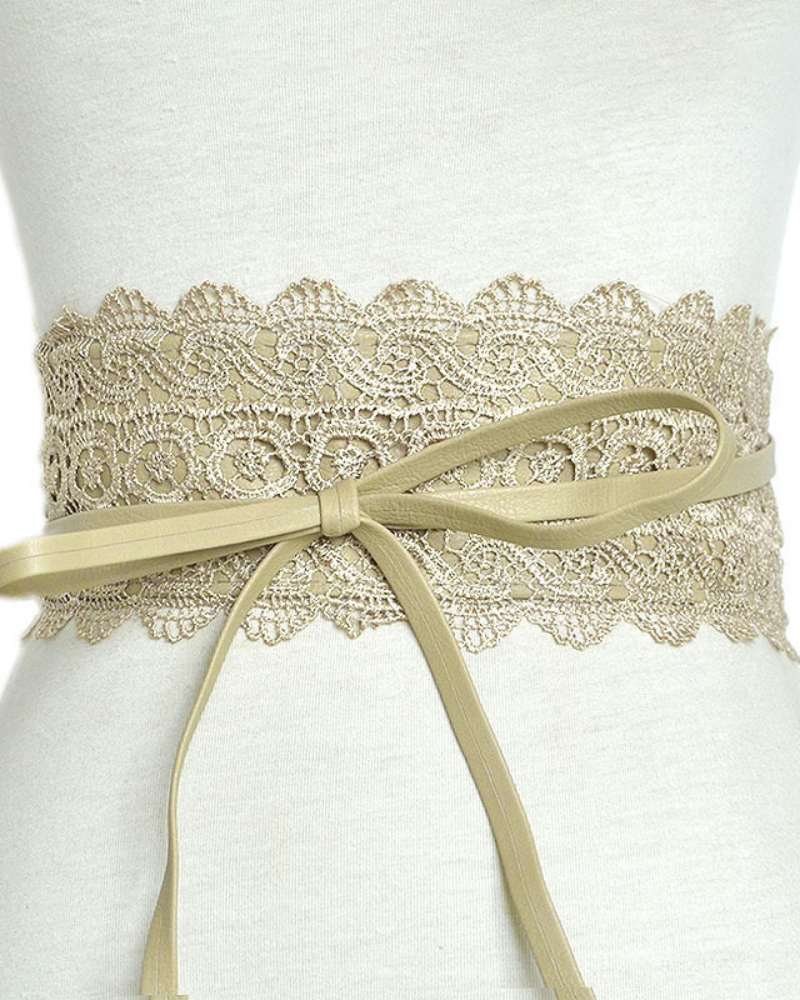 Lace trimmed wide waistband Onesize Khaki