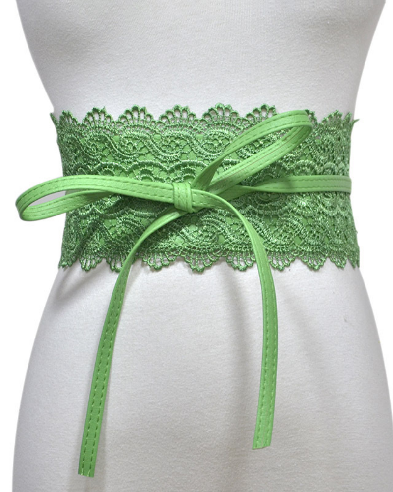 Lace trimmed wide waistband Onesize Green