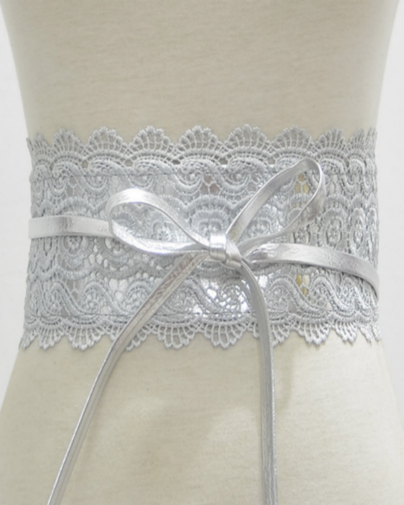 Lace trimmed wide waistband Onesize Argent