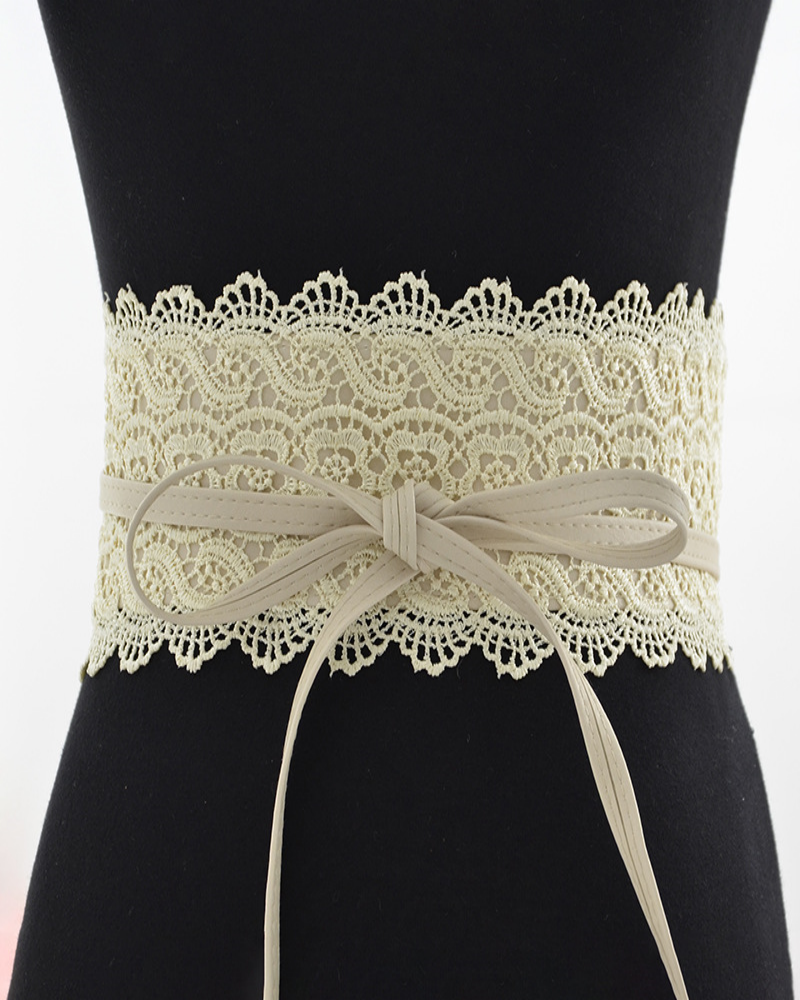 Lace trimmed wide waistband Onesize Off-white