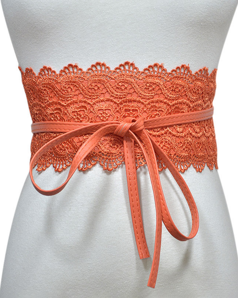 Lace trimmed wide waistband Onesize Orange