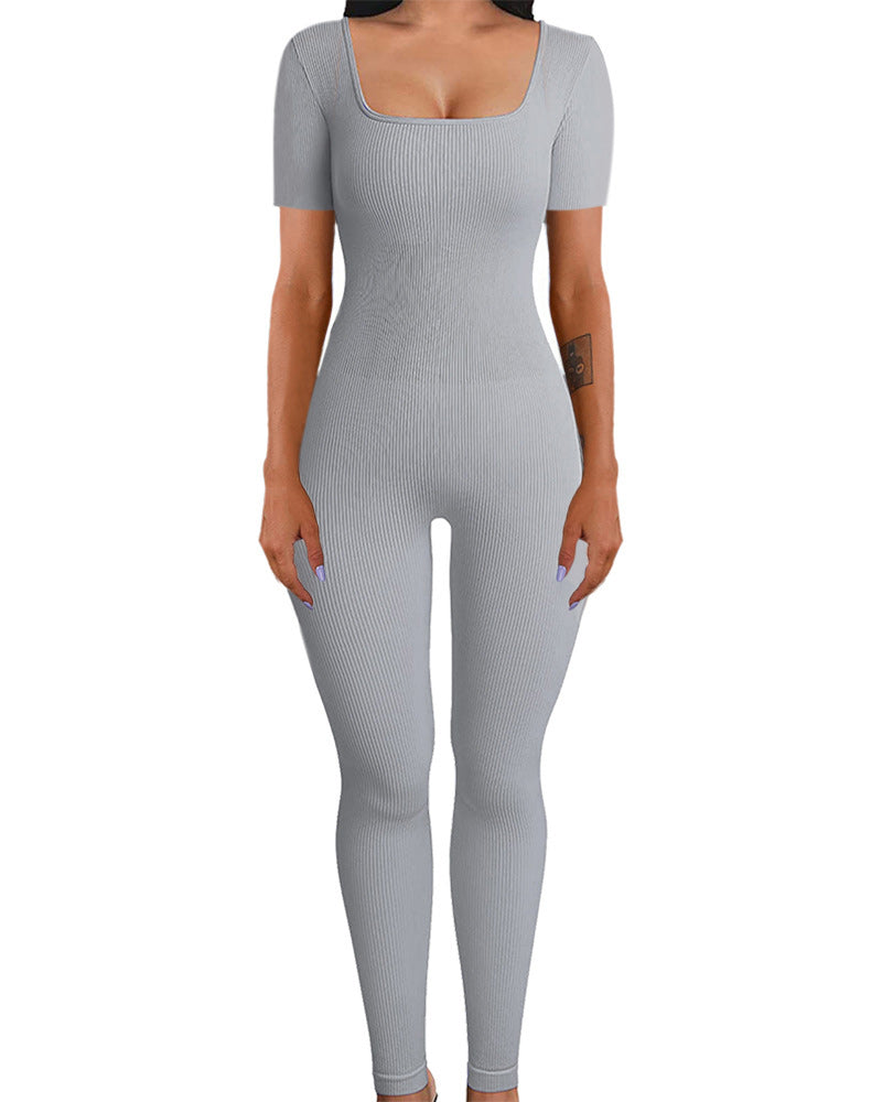 Lela Babe Jumpsuit Short Sleeves Grey