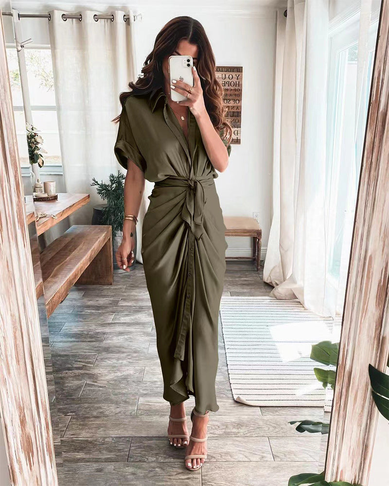 fashion style maxi dress Army Green